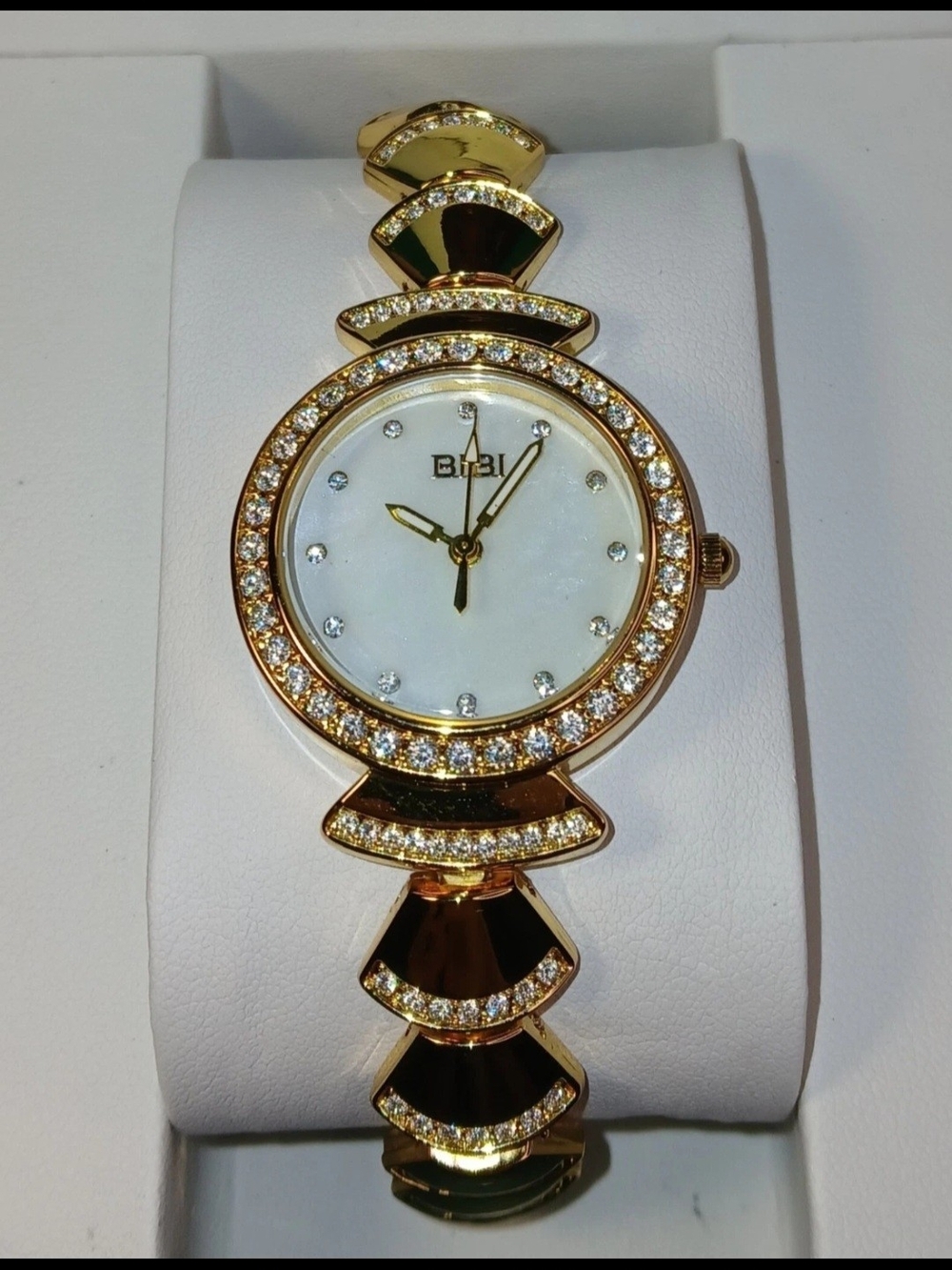 BIBI Women's Gold Tone Crystal Rhinestone Bracelet Quartz Watch NIB w/ Box